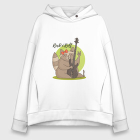 Женское худи Oversize хлопок с принтом Енот бас-гитарист. Рок-н-ролл в Ухте, френч-терри — 70% хлопок, 30% полиэстер. Мягкий теплый начес внутри —100% хлопок | боковые карманы, эластичные манжеты и нижняя кромка, капюшон на магнитной кнопке | бант | бантик | бас | гитара | енот | енотик | животные | забавный | зеленый | красный | милый | панк | рок | рок н ролл