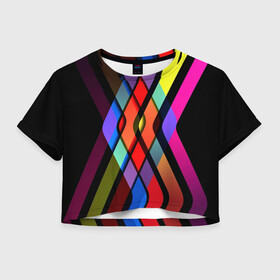 Женская футболка Crop-top 3D Пересечение : в Ухте, 100% полиэстер | круглая горловина, длина футболки до линии талии, рукава с отворотами | пересечение | полосы | разноцветное | разноцветные | ромб | спектр | спектр света | треугольник | цвета