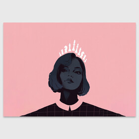 Поздравительная открытка с принтом Sweet Queen в Ухте, 100% бумага | плотность бумаги 280 г/м2, матовая, на обратной стороне линовка и место для марки
 | Тематика изображения на принте: chess | serial | the queens gambit | аня тейлор джой | сериал | сериалы | ход королевы | шахматы | элизабет хармон