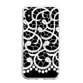Чехол для iPhone XS Max матовый с принтом Черно-белое кружево в Ухте, Силикон | Область печати: задняя сторона чехла, без боковых панелей | Тематика изображения на принте: ажурный | кружевной | кружево | крупное кружево | монохром | рисунок | тренды | чб | черно белый