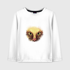 Детский лонгслив хлопок с принтом Глаза кошки в Ухте, 100% хлопок | круглый вырез горловины, полуприлегающий силуэт, длина до линии бедер | animalistic | art | cat | digital | drawing | illustration | print | арт | взгляд | животные | иллюстрация | кошка | принт