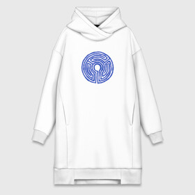 Платье-худи хлопок с принтом Лазерный лабиринт  в Ухте,  |  | secret lab | круглый лабиринт | лазерная арена | лазерный круг | неон | синий круг