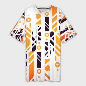 Платье-футболка 3D абстракция маршрут: в Ухте,  |  | абстракция | движение | карта | круги | линии | маршрут | оранжевый | прямоугольники | черный