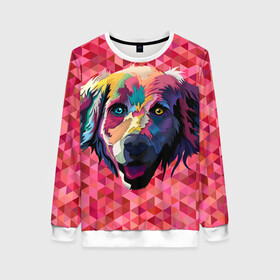Женский свитшот 3D Радужный пёс: в Ухте, 100% полиэстер с мягким внутренним слоем | круглый вырез горловины, мягкая резинка на манжетах и поясе, свободная посадка по фигуре | animal | dog | звери | пёс | пёсель | радужный | собака | собакен