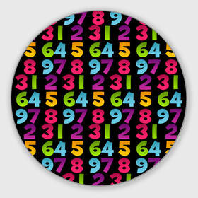 Коврик для мышки круглый с принтом цифры в Ухте, резина и полиэстер | круглая форма, изображение наносится на всю лицевую часть | Тематика изображения на принте: детство | математика | счёт | ученик | учитель | цифры | школа