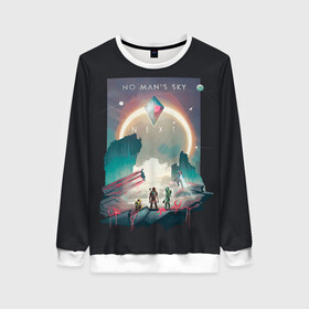 Женский свитшот 3D с принтом NMS Next в Ухте, 100% полиэстер с мягким внутренним слоем | круглый вырез горловины, мягкая резинка на манжетах и поясе, свободная посадка по фигуре | game | games | no mans sky | no men sky | space | выжывалка | игра | игры | космические корабли | космический корабль | космос | ноу менс скай | планеты | путешествие | путешествия