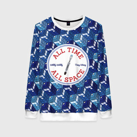 Женский свитшот 3D с принтом Doctor Who Pattern в Ухте, 100% полиэстер с мягким внутренним слоем | круглый вырез горловины, мягкая резинка на манжетах и поясе, свободная посадка по фигуре | doctor who | serial | доктор кто | путешествия во времени | сериал | сериалы | фантастика