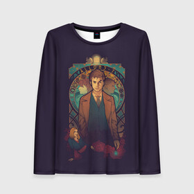 Женский лонгслив 3D с принтом Дэвид Теннат в Ухте, 100% полиэстер | длинные рукава, круглый вырез горловины, полуприлегающий силуэт | doctor who | serial | доктор кто | путешествия во времени | сериал | сериалы | фантастика