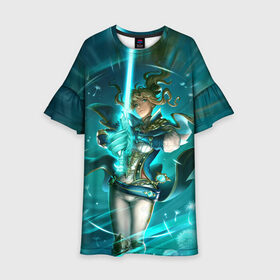 Детское платье 3D Джин | Genshin Impact | Геншин Импакт (Z): в Ухте, 100% полиэстер | прямой силуэт, чуть расширенный к низу. Круглая горловина, на рукавах — воланы | aaa игра | breath of the wild | genshin | genshin impact | gin | jeen | jin | ubisoft | гатя | геншин | геншин импакт | джин