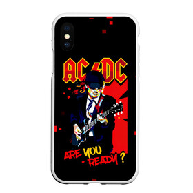 Чехол для iPhone XS Max матовый с принтом ARE YOU REDY? AC/DC в Ухте, Силикон | Область печати: задняя сторона чехла, без боковых панелей | ac dc | acdc | acdc ас дс | angus | back in black | highway to hell | mckinnon | you | австралийская | ангус янг | ас дс | асдс | блюз | в форме | гитара | группа | крис слэйд | метал | молния | музыка | певец | рок | рок н ролл | стиви янг