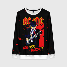 Женский свитшот 3D с принтом ARE YOU REDY? AC/DC в Ухте, 100% полиэстер с мягким внутренним слоем | круглый вырез горловины, мягкая резинка на манжетах и поясе, свободная посадка по фигуре | ac dc | acdc | acdc ас дс | angus | back in black | highway to hell | mckinnon | you | австралийская | ангус янг | ас дс | асдс | блюз | в форме | гитара | группа | крис слэйд | метал | молния | музыка | певец | рок | рок н ролл | стиви янг