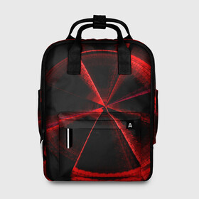 Женский рюкзак 3D с принтом Атомный неон в Ухте, 100% полиэстер | лямки с регулируемой длиной, сверху ручки, чтобы рюкзак нести как сумку. Основное отделение закрывается на молнию, как и внешний карман. Внутри два дополнительных кармана, один из которых закрывается на молнию. По бокам два дополнительных кармашка, куда поместится маленькая бутылочка
 | красный | круг | неон | цвет | черный