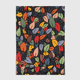 Постер с принтом Рисованная Осень в Ухте, 100% бумага
 | бумага, плотность 150 мг. Матовая, но за счет высокого коэффициента гладкости имеет небольшой блеск и дает на свету блики, но в отличии от глянцевой бумаги не покрыта лаком | дерево | лес | листок | листопад | листья | осень