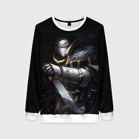 Женский свитшот 3D с принтом Спейсмарин с ножом в Ухте, 100% полиэстер с мягким внутренним слоем | круглый вырез горловины, мягкая резинка на манжетах и поясе, свободная посадка по фигуре | imperium | space marine | warhammer | вархаммер | космодесантник | ножи