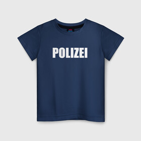 Детская футболка хлопок с принтом POLIZEI Полиция Надпись Белая в Ухте, 100% хлопок | круглый вырез горловины, полуприлегающий силуэт, длина до линии бедер | germany | германия | копы | милиция | надпись | немецкая | сила | структуры | чб | швейцария