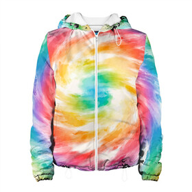 Женская куртка 3D РАДУЖНЫЙ УРАГАН | HURRICANE (Z): в Ухте, ткань верха — 100% полиэстер, подклад — флис | прямой крой, подол и капюшон оформлены резинкой с фиксаторами, два кармана без застежек по бокам, один большой потайной карман на груди. Карман на груди застегивается на липучку | color | dirty | paints | texture | брызги | брызги красок | вихрь | краски | радужный ураган | текстура | ураган