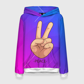 Женская толстовка 3D ВСЕМ МИР | PEACE (Z): в Ухте, 100% полиэстер  | двухслойный капюшон со шнурком для регулировки, мягкие манжеты на рукавах и по низу толстовки, спереди карман-кенгуру с мягким внутренним слоем. | anarchy | hippies | peace | анархизм | анархия | два пальца | знак | знаки | любовь | мир | мир всем | хиппи