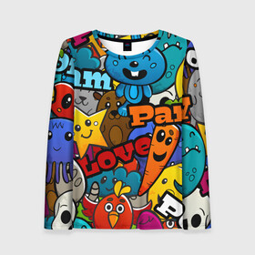 Женский лонгслив 3D LOVE | PEACE | PARTY (Z): в Ухте, 100% полиэстер | длинные рукава, круглый вырез горловины, полуприлегающий силуэт | anarchy | hippies | party | peace | анархизм | анархия | вечеринка | два пальца | знак | знаки | любовь | мир | овощи | фрукты | хиппи