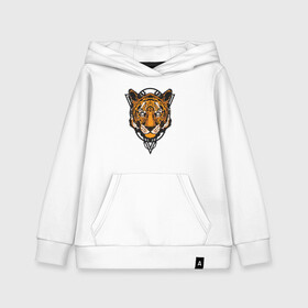 Детская толстовка хлопок с принтом Tiger Style в Ухте, 100% хлопок | Круглый горловой вырез, эластичные манжеты, пояс, капюшен | Тематика изображения на принте: 2022 | animal | cat | lion | tiger | год тигра | животные | зубы | кот | кошка | лев | охотник | полосатый | природа | тигр | тигренок | тигрица | хищник