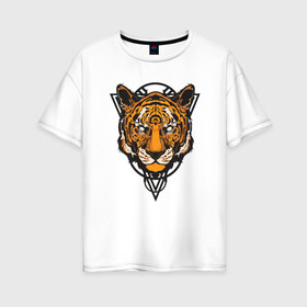 Женская футболка хлопок Oversize с принтом Tiger Style в Ухте, 100% хлопок | свободный крой, круглый ворот, спущенный рукав, длина до линии бедер
 | 2022 | animal | cat | lion | tiger | год тигра | животные | зубы | кот | кошка | лев | охотник | полосатый | природа | тигр | тигренок | тигрица | хищник