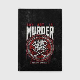 Обложка для автодокументов с принтом Thy Art Is Murder в Ухте, натуральная кожа |  размер 19,9*13 см; внутри 4 больших “конверта” для документов и один маленький отдел — туда идеально встанут права | death metal | deathcore | thy art is murder | группы | дэткор | метал | музыка | рок
