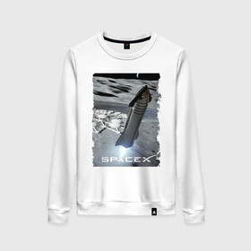Женский свитшот хлопок Старт ракеты Space X: в Ухте, 100% хлопок | прямой крой, круглый вырез, на манжетах и по низу широкая трикотажная резинка  | cosmodrome | elon musk | fire | rocket | space x | start | илон маск | космодром | огонь | ракета | старт