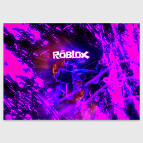 Поздравительная открытка с принтом MUSIC ROBLOX | РОБЛОКС (Z) в Ухте, 100% бумага | плотность бумаги 280 г/м2, матовая, на обратной стороне линовка и место для марки
 | game | gamer | logo | roblox | simulator | игра | конструктор | лого | логотип | роблок | роблокс | симулятор | строительство | фигура