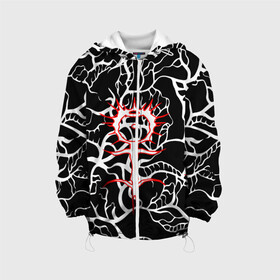 Детская куртка 3D с принтом GHOSTEMANE. в Ухте, 100% полиэстер | застежка — молния, подол и капюшон оформлены резинкой с фиксаторами, по бокам — два кармана без застежек, один потайной карман на груди, плотность верхнего слоя — 90 г/м2; плотность флисового подклада — 260 г/м2 | Тематика изображения на принте: 1930 | blackmage | ghost | ghoste | ghostemane | ghostemane 1930 | ghostmane | hevox 1930 | hip hop | kreep | mane | mercury | music | noise | rap | suicideboys | trash | trash gang | venom