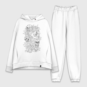 Женский костюм хлопок Oversize с принтом Tiger  Skulls tattoo в Ухте,  |  | graphics | hype | jungle | skull | tattoo | tiger | графика | татуировка | тигр | хайп | череп