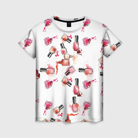 Женская футболка 3D беспорядочный лак: в Ухте, 100% полиэфир ( синтетическое хлопкоподобное полотно) | прямой крой, круглый вырез горловины, длина до линии бедер | вечеринка | дискотека | кисточка | клуб | красота | лак | маникюр | мода | ногти | пальцы | руки | салон | уход