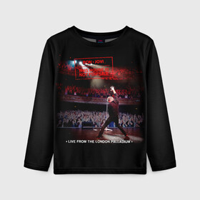 Детский лонгслив 3D с принтом This House Is Not for Sale - Bon Jovi в Ухте, 100% полиэстер | длинные рукава, круглый вырез горловины, полуприлегающий силуэт
 | bon jovi | john | альбом | арена | бон | бон джови | глэм | группа | джови | джон | метал | музыка | надпись | песни | поп | попрок | рок | рокер | смайл | солист | софт | стена | хард | хеви | хевиметал