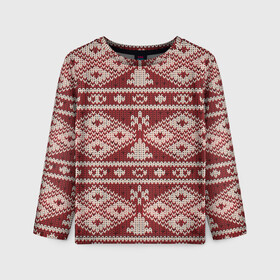 Детский лонгслив 3D с принтом Вязаный рисунок в Ухте, 100% полиэстер | длинные рукава, круглый вырез горловины, полуприлегающий силуэт
 | арт | вязаный рисунок | вязь | ёлка | ёлки | ель | новый год | рисунок | рождество | ромб | ромбы