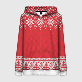 Женская толстовка 3D на молнии с принтом Зимний лес в Ухте, 100% полиэстер | длина до линии бедра, манжеты и пояс оформлены мягкой тканевой резинкой, двухслойный капюшон со шнурком для регулировки, спереди молния, по бокам два кармана | арт | вязаный рисунок | вязь | дерево | деревья | ёлка | ёлки | ель | лес | новый год | рисунок | рождество | снег | снежинка | снежинки