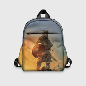 Детский рюкзак 3D с принтом Винланд стоит на скале сага в Ухте, 100% полиэстер | лямки с регулируемой длиной, сверху петелька, чтобы рюкзак можно было повесить на вешалку. Основное отделение закрывается на молнию, как и внешний карман. Внутри дополнительный карман. По бокам два дополнительных кармашка | anime | manga | saga | vinland | аниме | винлад | винланд | манга | сага о винланде