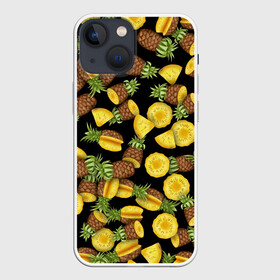 Чехол для iPhone 13 mini с принтом Ананасы в Ухте,  |  | Тематика изображения на принте: anans | pineapple | ананас | ананасовый | паттерн | свингеры | тропики | тропический | фрукты