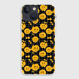 Чехол для iPhone 13 mini Психоделические смайлы: в Ухте, | | паттерн | плавление | психоделика | сетка | смайлы