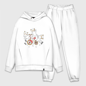 Мужской костюм хлопок OVERSIZE с принтом Кавайные котики акробаты в Ухте,  |  | cat | kawaii | звери | кот | котенок | котик | коты | кошка | кошки