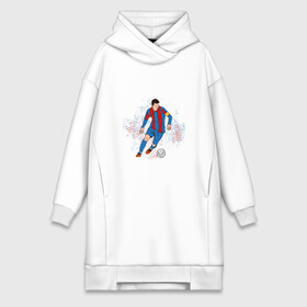Платье-худи хлопок с принтом Известный футболист в Ухте,  |  | арт | иллюстрация | месси | сборная | футбол