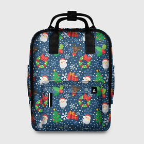 Женский рюкзак 3D с принтом Праздник (Новый Год) в Ухте, 100% полиэстер | лямки с регулируемой длиной, сверху ручки, чтобы рюкзак нести как сумку. Основное отделение закрывается на молнию, как и внешний карман. Внутри два дополнительных кармана, один из которых закрывается на молнию. По бокам два дополнительных кармашка, куда поместится маленькая бутылочка
 | christmas | santa claus | дед мороз | ёлка | новый год | подарок | праздник | сантаклаус | снегурочка | снежинки