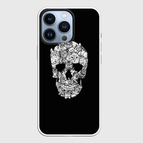 Чехол для iPhone 13 Pro с принтом Череп из котов в Ухте,  |  | bone | cat | cats | dark | halloween | mystic | night | skeleton | skull | кость | кот | коты | кошки | мистика | ночь | скелет | тьма | хэллоуин | череп