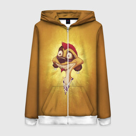 Женская толстовка 3D на молнии с принтом Тимон в Ухте, 100% полиэстер | длина до линии бедра, манжеты и пояс оформлены мягкой тканевой резинкой, двухслойный капюшон со шнурком для регулировки, спереди молния, по бокам два кармана | animal | character | drawing | meerkat | timon | животное | персонаж | рисунок | сурикат | тимон