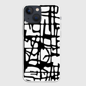 Чехол для iPhone 13 mini с принтом Черно Белый мотив Cantabrigiensia, подходящий для раскрашивания вручную в Ухте,  |  | креативный шум | модный и пестрый | орнамент | раскраска | стильный мотив | чб | черно белое | элегантный