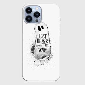 Чехол для iPhone 13 Pro Max с принтом Добродушное приведение (белый, полиэстер) в Ухте,  |  | fun | helloween | party | scary | вечеринка | день | духи | мрачно | оригинальный | подарок | праздник | привидение | пугать | святые | тыква | ужас | хэллоуин | черный | шарик