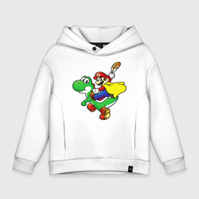 Детское худи Oversize хлопок с принтом YoshiMario в Ухте, френч-терри — 70% хлопок, 30% полиэстер. Мягкий теплый начес внутри —100% хлопок | боковые карманы, эластичные манжеты и нижняя кромка, капюшон на магнитной кнопке | bowser | bowsette | bullet bill | goomba | koopa | luigi | mario | mario heroes | nintendo | peach | power up | princess | princess peach | star | super mario | super mario bros | toad | wario | yoshi | боузер | братья марио | варио | купа | луиджи | мари