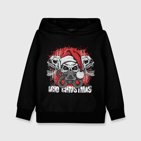 Детская толстовка 3D с принтом Mary Christmas (черепа) в Ухте, 100% полиэстер | двухслойный капюшон со шнурком для регулировки, мягкие манжеты на рукавах и по низу толстовки, спереди карман-кенгуру с мягким внутренним слоем | christmas | merry christmas | santa claus | дед мороз | ёлка | зима | мороз | новый год | подарок | праздник | рождество | с новым годом | санта клаус | снегурочка | снежинки