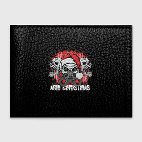 Обложка для студенческого билета с принтом Mary Christmas (черепа) в Ухте, натуральная кожа | Размер: 11*8 см; Печать на всей внешней стороне | christmas | merry christmas | santa claus | дед мороз | ёлка | зима | мороз | новый год | подарок | праздник | рождество | с новым годом | санта клаус | снегурочка | снежинки