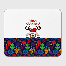 Прямоугольный коврик для мышки с принтом Merry Christmas (оленёнок) в Ухте, натуральный каучук | размер 230 х 185 мм; запечатка лицевой стороны | christmas | merry christmas | santa claus | дед мороз | ёлка | новогодние олени | новый год | оленёнок бэмби | оленёнок рудольф | орнамент | с новым годом | сантаклаус | свитер с оленями | снегурочка | снежинки | узоры