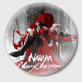 Значок с принтом Naraka Merry Christmass в Ухте,  металл | круглая форма, металлическая застежка в виде булавки | Тематика изображения на принте: battle royal | game | games | naraka bladepoint | блэйд поинт | игра | игры | королевская битва | нарака блэйдпоинт