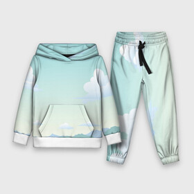 Детский костюм 3D (с толстовкой) с принтом Чистая природа в Ухте,  |  | арт | голубое небо | гора | горы | небо | облака | облако | природа | рисунок | синее небо | синий