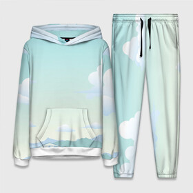 Женский костюм 3D (с толстовкой) с принтом Чистая природа в Ухте,  |  | арт | голубое небо | гора | горы | небо | облака | облако | природа | рисунок | синее небо | синий